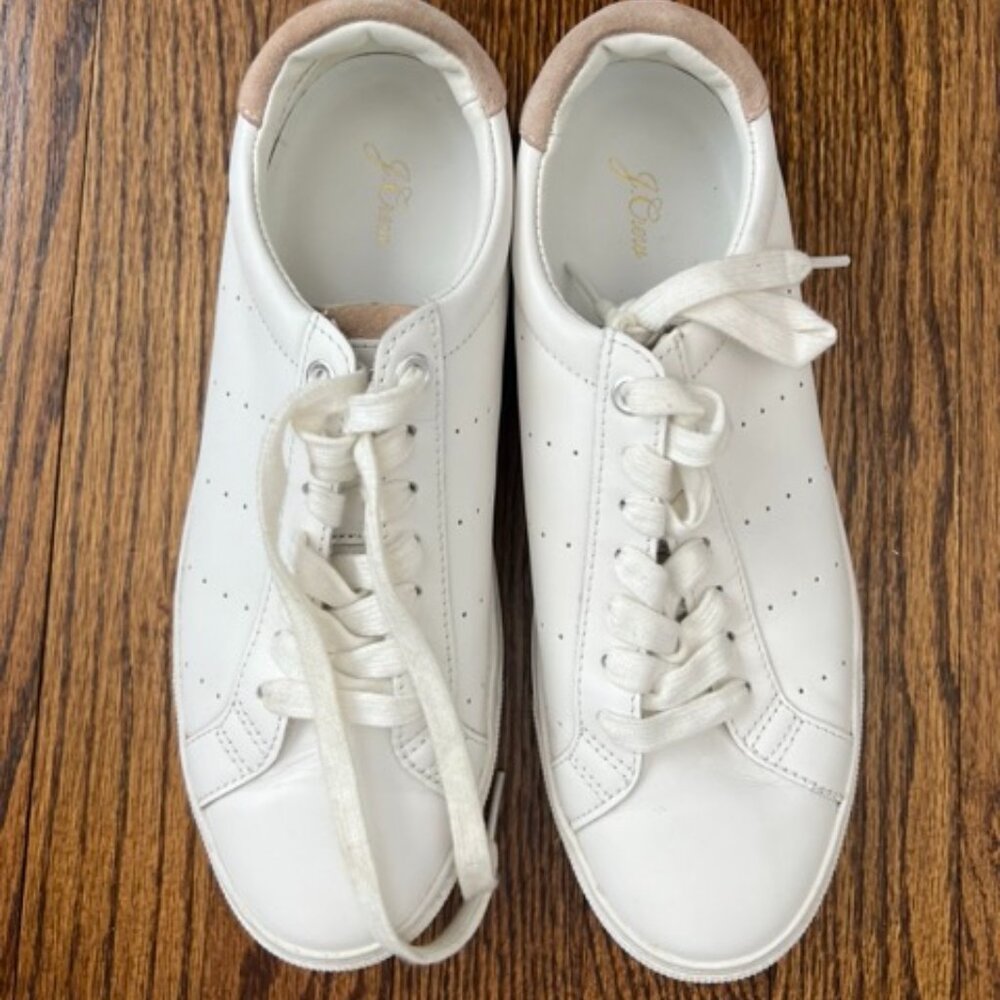 J Crew White Leather Saturday Sneakers, Size 8